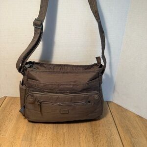 Lug Infinity Collection Putty Grey Shimmy Crossbody Purse Bag Wide Strap